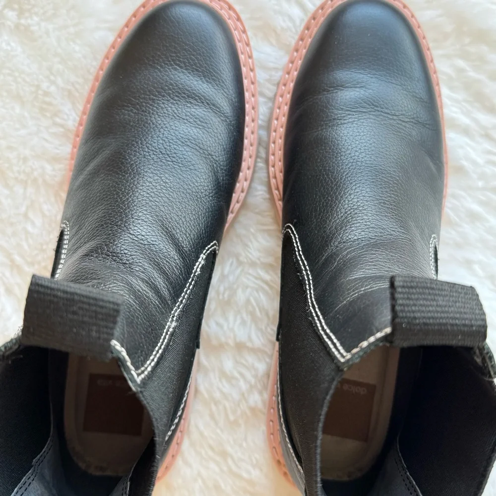 Dolce Vita Moana H20 Black Pink Leather Chelsea Waterproof Boot 7M